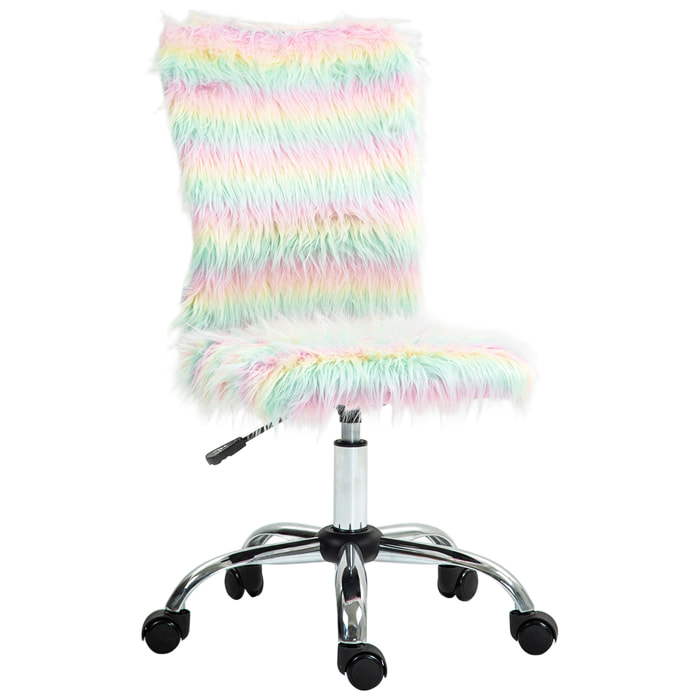 Silla de Oficina Giratoria Silla de Escritorio sin Brazos con Altura Ajustable Tapizado en Felpa y Respaldo Alto Silla de Estudio Carga 120 kg Multicolor