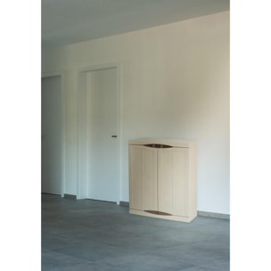 Mobiletto multiuso da esterno o interno, Armadio basso a 2 ante e 2 ripiani in polipropilene, Mobile 100% Made in Italy, cm 70x47h90, colore Beige