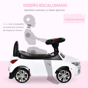 Coche Correpasillos para Niños 18-36 Meses con Faros Música 63,5x28x36 cm Blanco