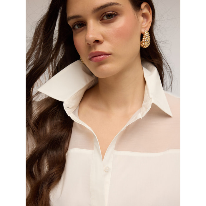 Motivi - Camicia con inserti in organza - Bianco