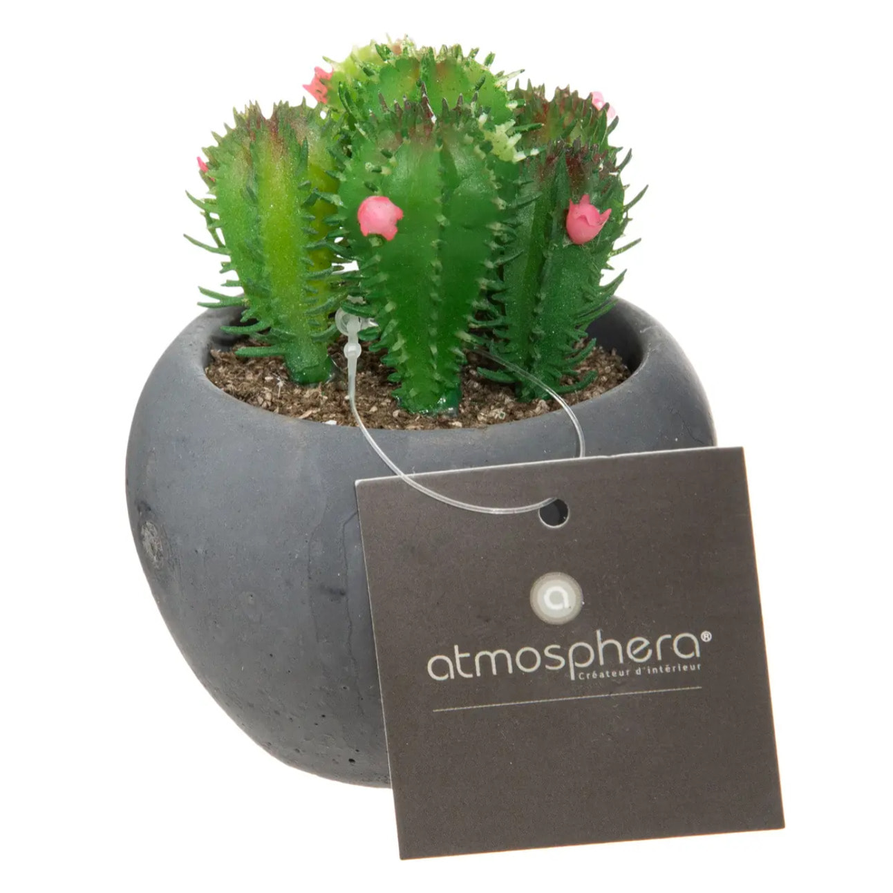 Cactus artificiel pot ciment H11,5cm