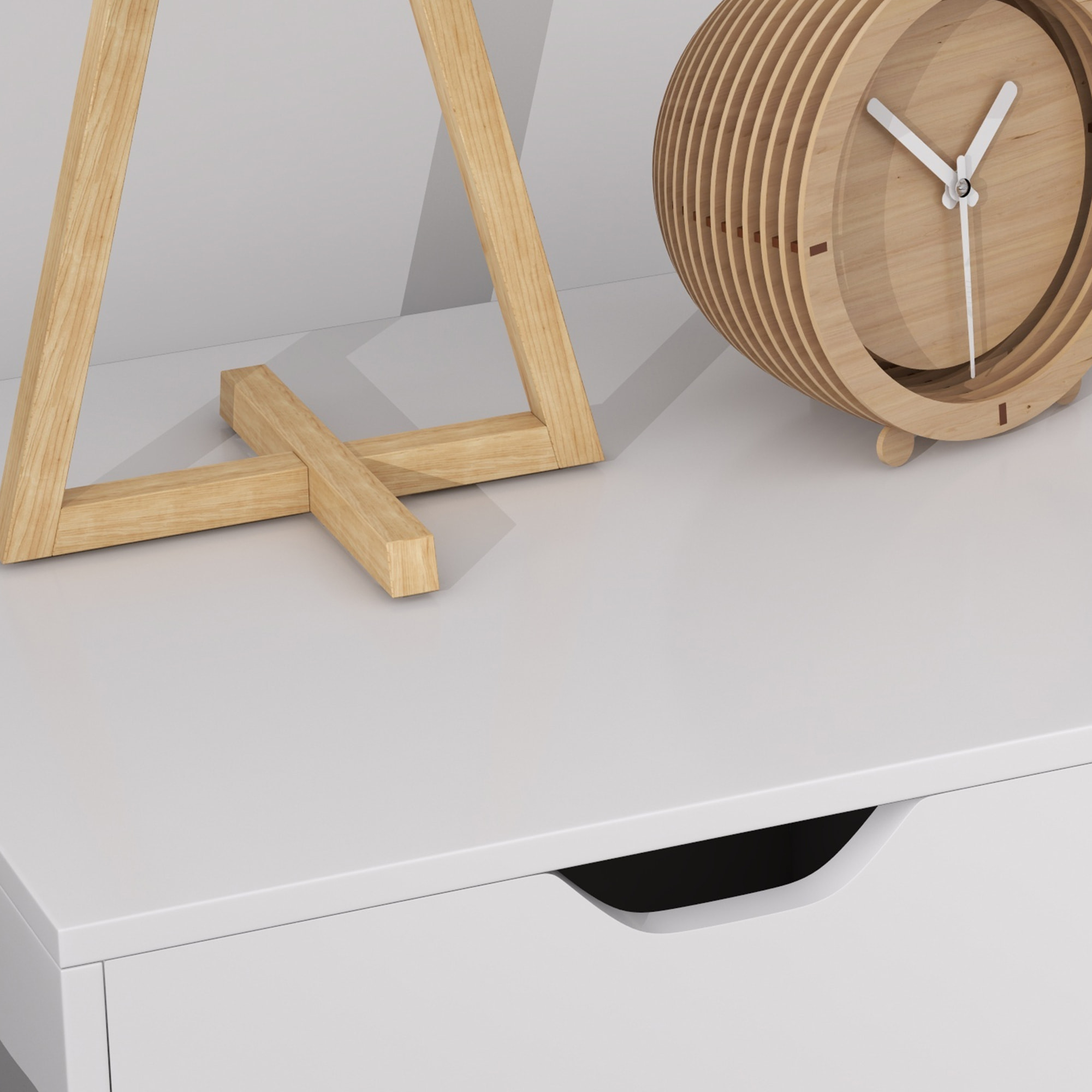 Cajonera de Escritorio con 5 Cajones, Cajonera de Oficina con Ruedas, Estante Ajustable, Soporte para Impresora para Estudio, Salón, 78x40x66,5 cm, Blanco