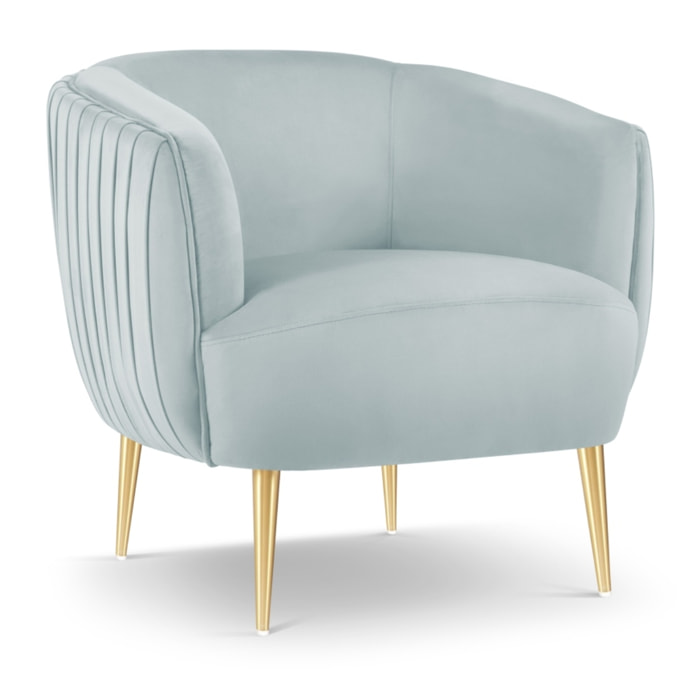 Fauteuil "Cyrille" en velours bleu satiné