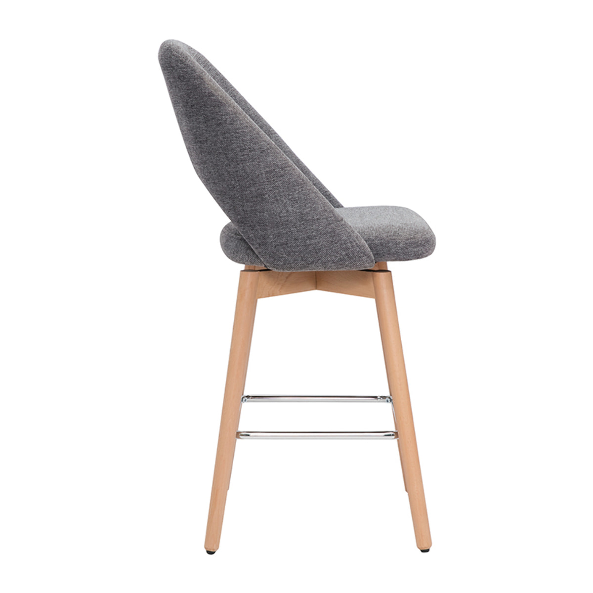 Tabourets de bar scandinaves tissu effet velours texturé gris et hévéa massif 65 cm (lot de 2) COSETTE