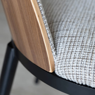 Lot de 2 chaises en tissu beige et dossier en finition noyer MAIA