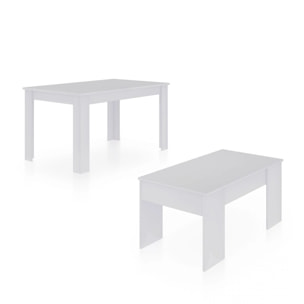 Pack mesa de comedor 123 y mesa de centro Vita Blanco Artik (Blanco Mate)