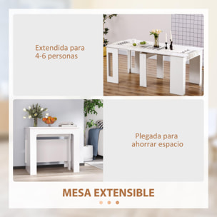 Mesa de Comedor Extensible para 4-6 Personas Mesa Consola con Alas Abatibles Mesa Auxiliar Multifuncional para Estudio Cocina Carga 60 kg 180x85x75 cm Blanco