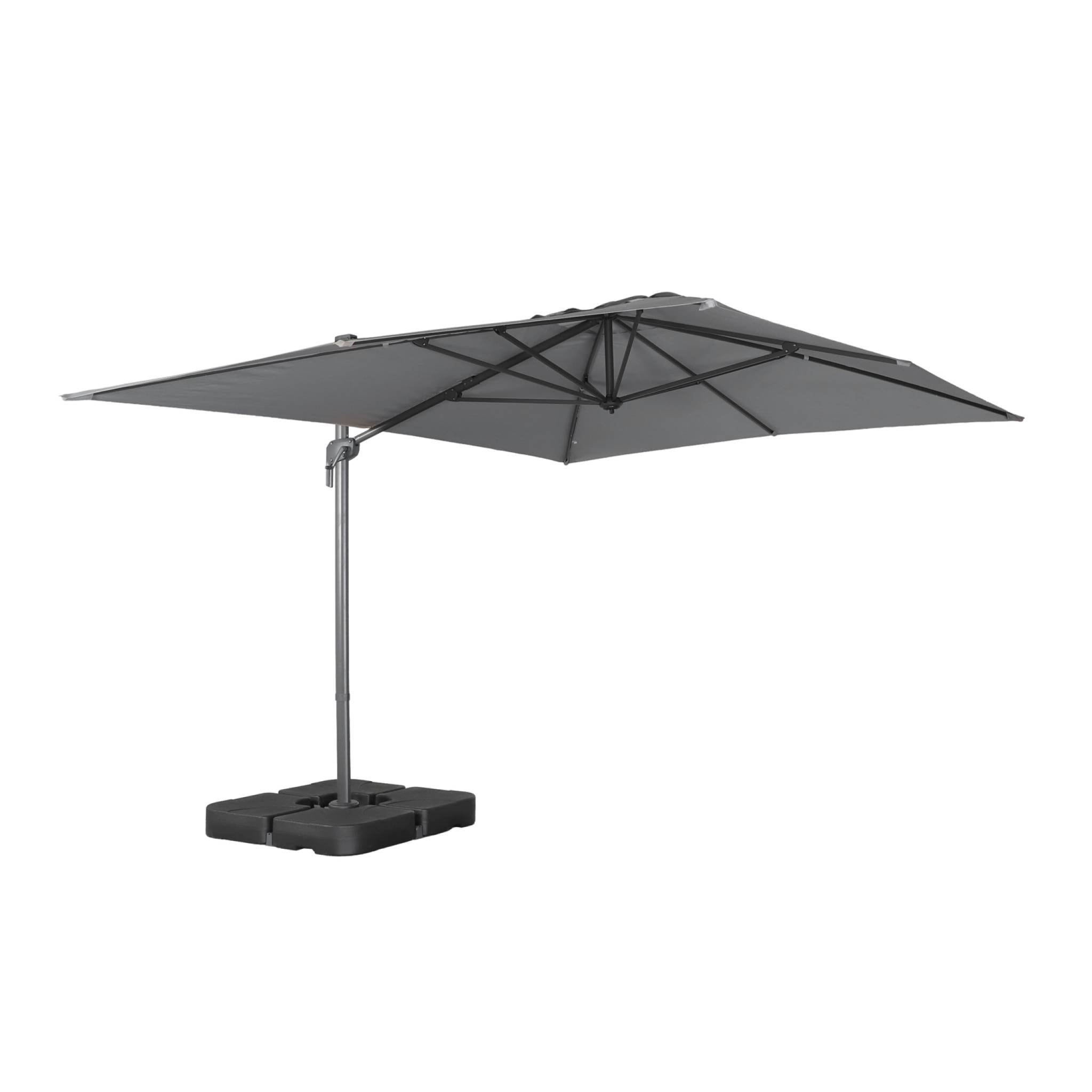 Parasol déporté rectangulaire 3x4m + dalles à lester 50x50cm ANTIBES + DALLES