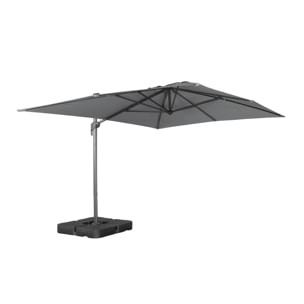 Parasol déporté rectangulaire 3x4m + dalles à lester 50x50cm ANTIBES + DALLES