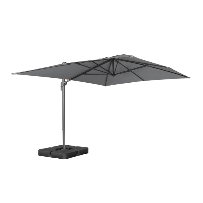 Parasol déporté rectangulaire 3x4m + dalles à lester 50x50cm ANTIBES + DALLES