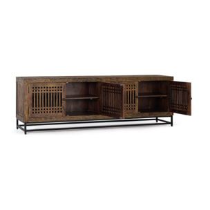 Mueble TV de Madera de Acacia 200 Cm Estilo Industrial con Inspiración Oriental