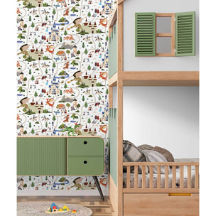 Papier peint chevaliers châteaux dragons enfant