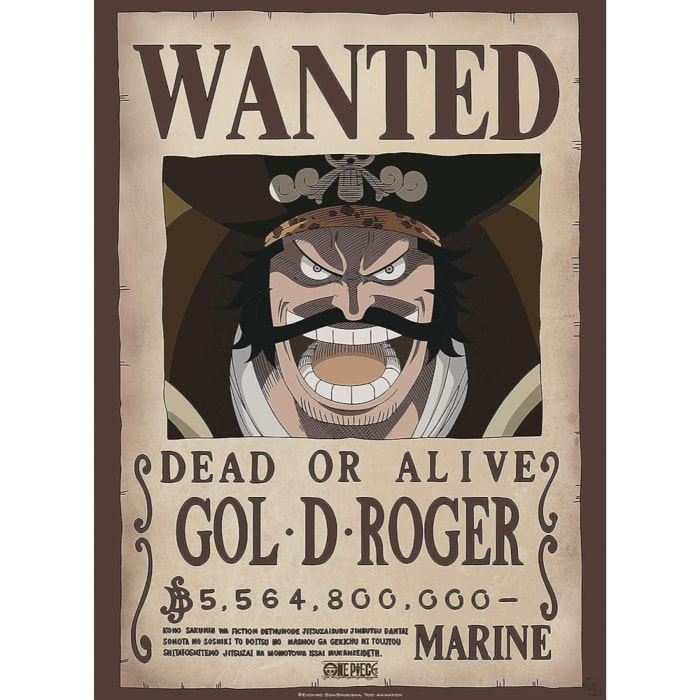 One Piece Poster Ricercato Wanted Gol D Roger 52 x 38 cm AbyStyle