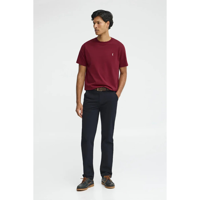 Camiseta granate de manga corta y bordado Rigby Go