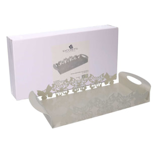 Vassoio in metallo farfalla crema rettangolare cm41x20h6,5