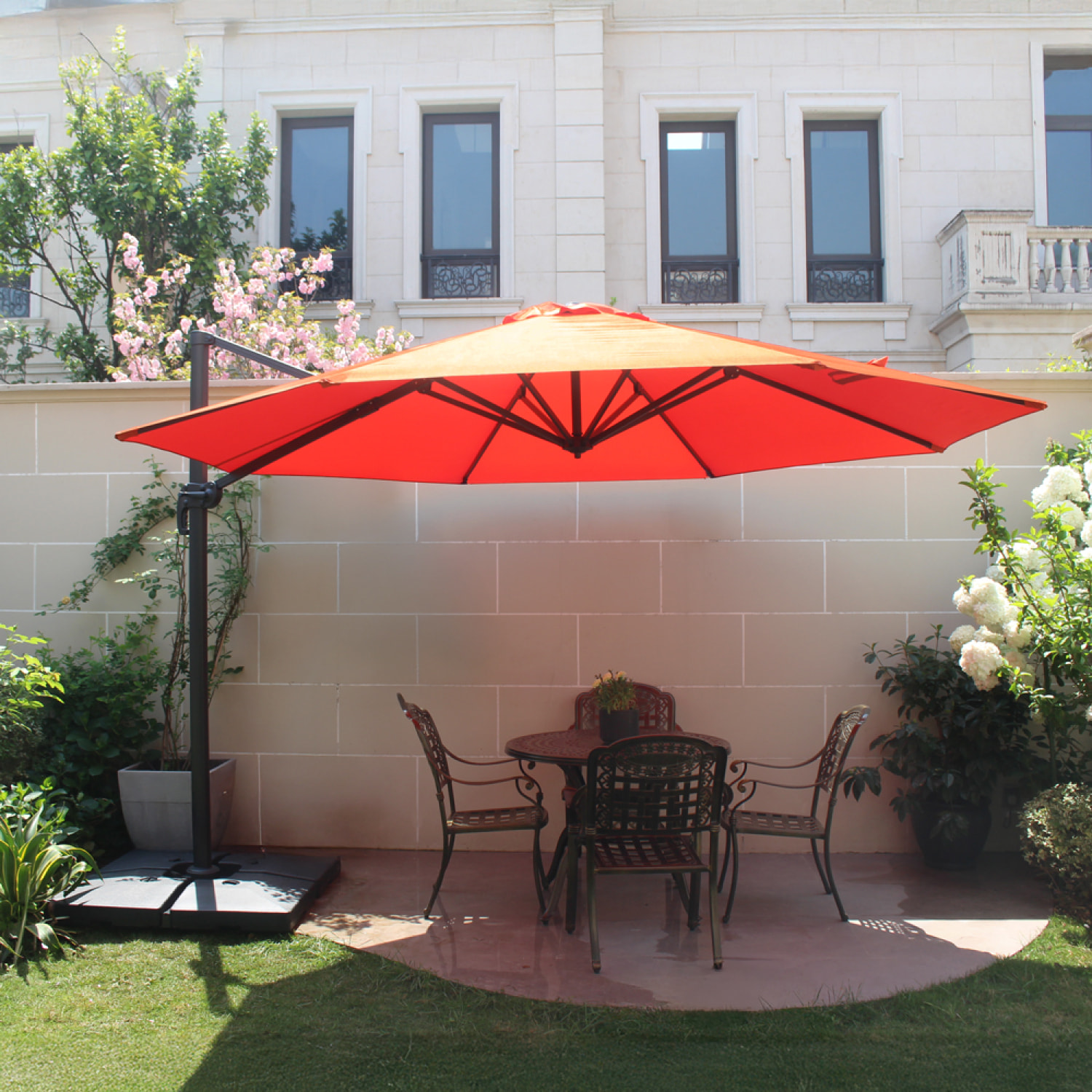Parasol déporté et rotatif Ø 3,5 m terracotta TARGA