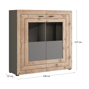 Wexford - buffet haut - gris et effet bois - 120 cm - Bois / Gris