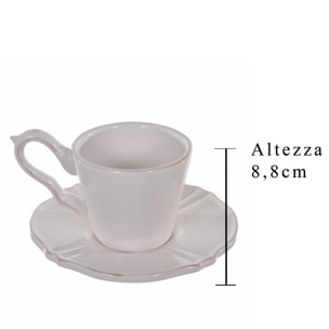 Set Di Tazze In Ceramica Con Piattino. Larghezza 14 Cm - Pezzi 4 - 14,8X8,8X14,8cm - Colore: Bianco - Bianchi Dino - Decori Casa E Complementi