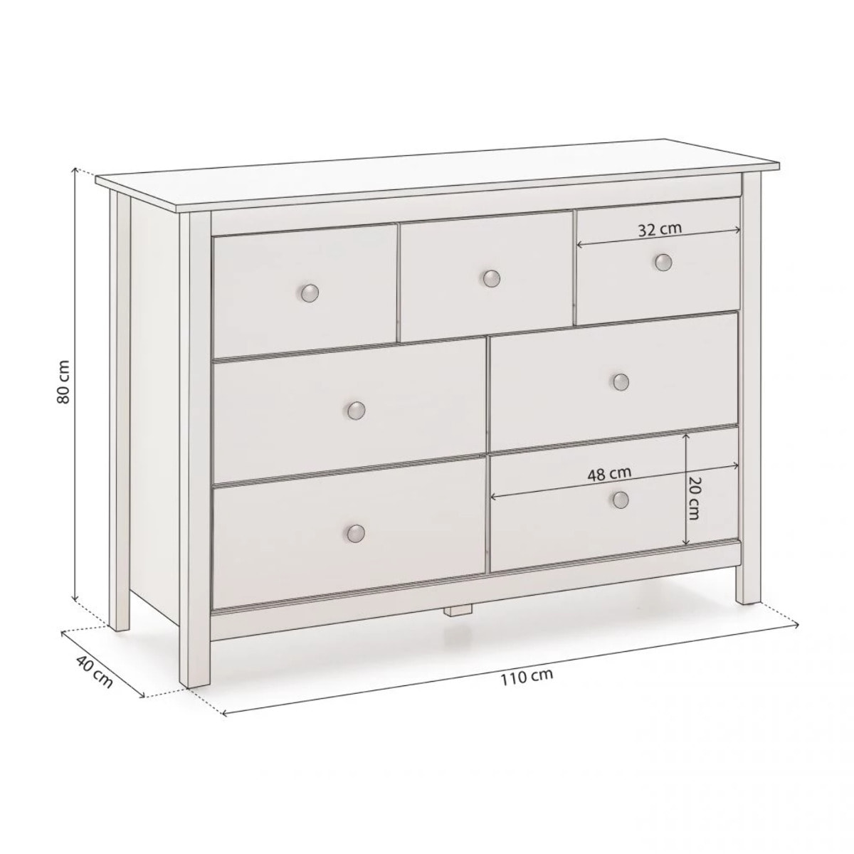 Cómoda Bay 7 cajones Blanco