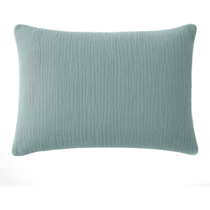 Paire de Taies d'oreiller gaze de coton lavé bleu givrée