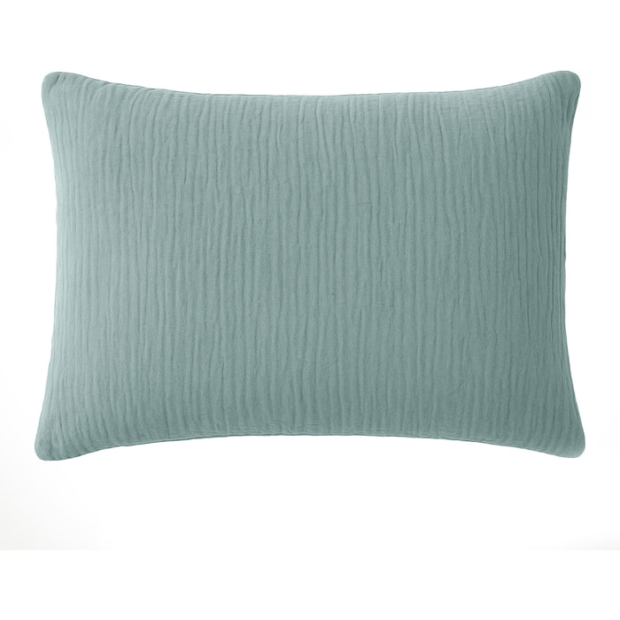 Paire de Taies d'oreiller gaze de coton lavé bleu givrée