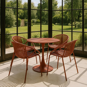 Lot de 4 fauteuils de table brique en polypropylène et métal  CALYPSO