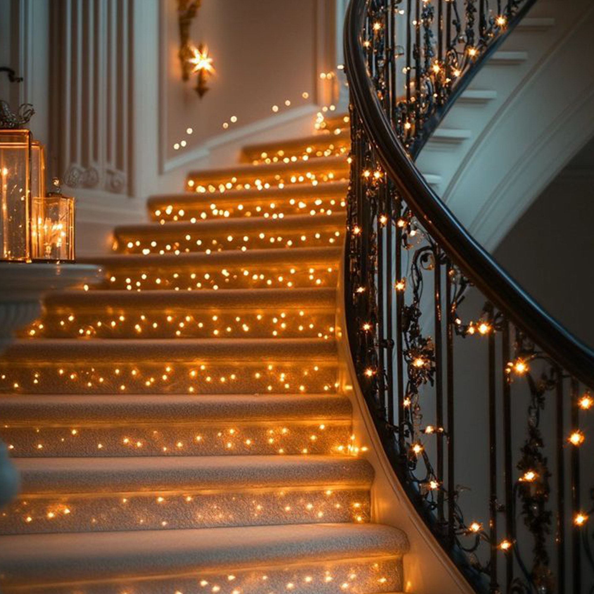 guirnalda con 80 luces led blanco cálido con cable transparente