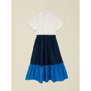 Oltre - Vestito lungo colour block - Blu