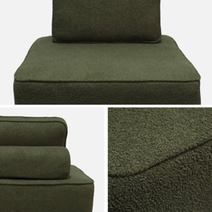 Lot de 3 chauffeuses pour canapé modulable tissu bouclette kaki 1 place Bao. L 90 x P 90 x H 74cm