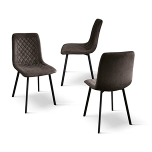 Set di 4 sedie NOHO in velluto marrone e gambe in metallo antracite