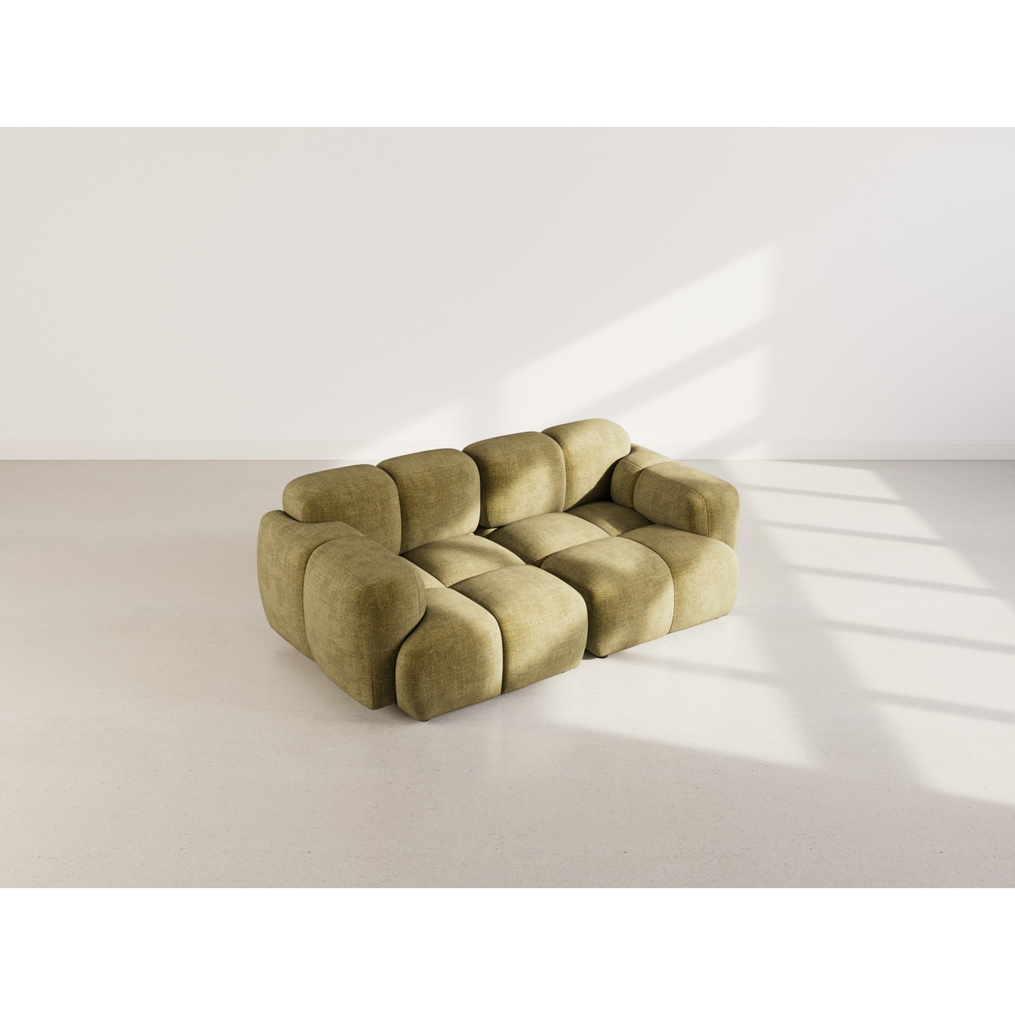 Grace - canapé modulable 2 places en velours texturé - Vert Olive