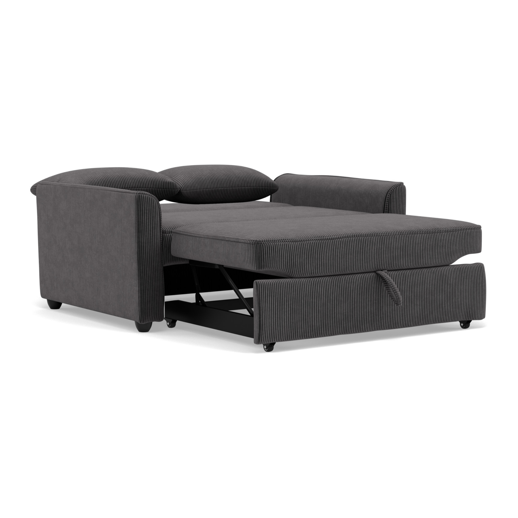 Ernest - Canapé droit 2 places convertible en velours côtelé - Gris