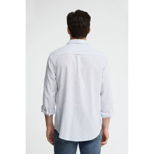 Camicia a righe bianca con colletto alla francese, taglio regolare e ricamo Polo Club