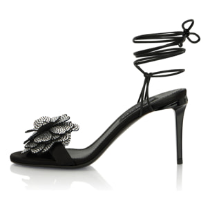 PHILIPP PLEIN Lace-Up High Heels Sandals Strass Flower 9