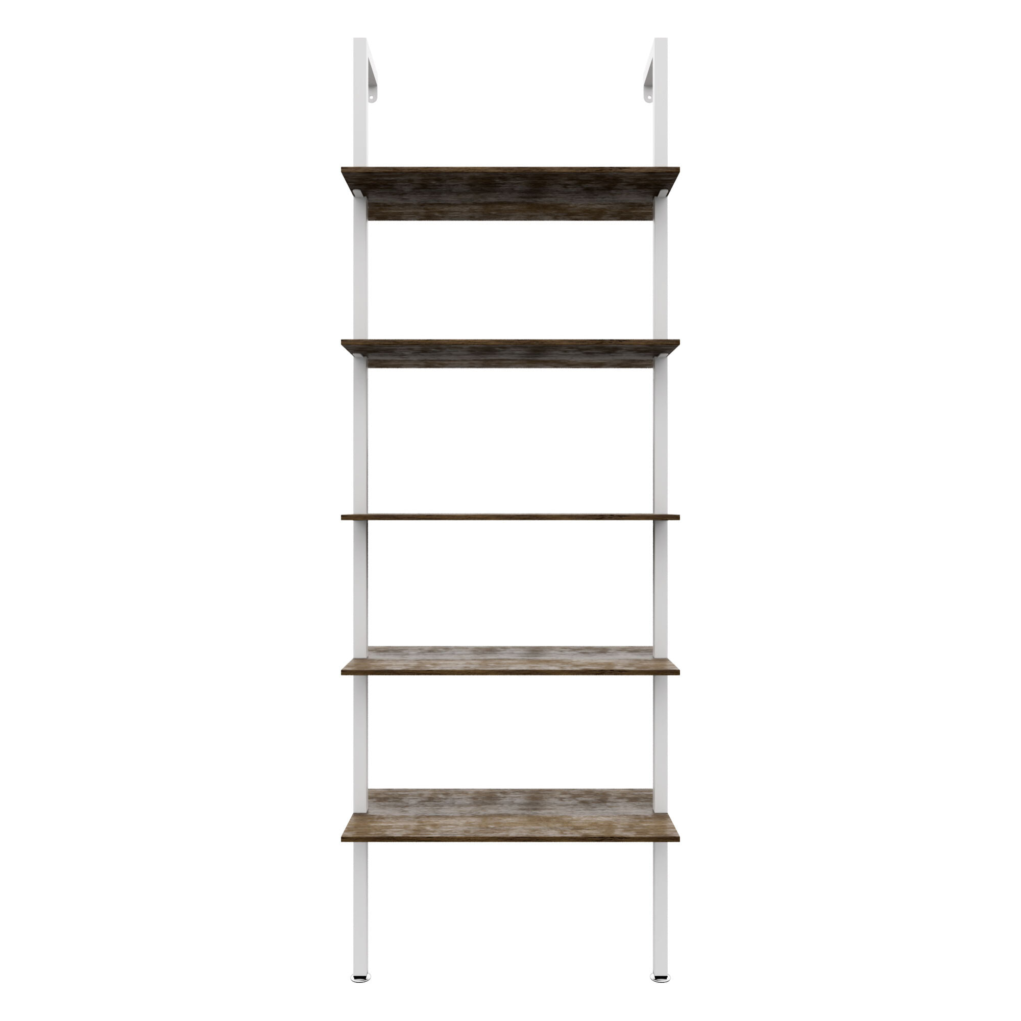 Komo - Scaffale Libreria a Muro 60x185x30 cm 5 Ripiani in Legno Oak Struttura in Metallo Bianco