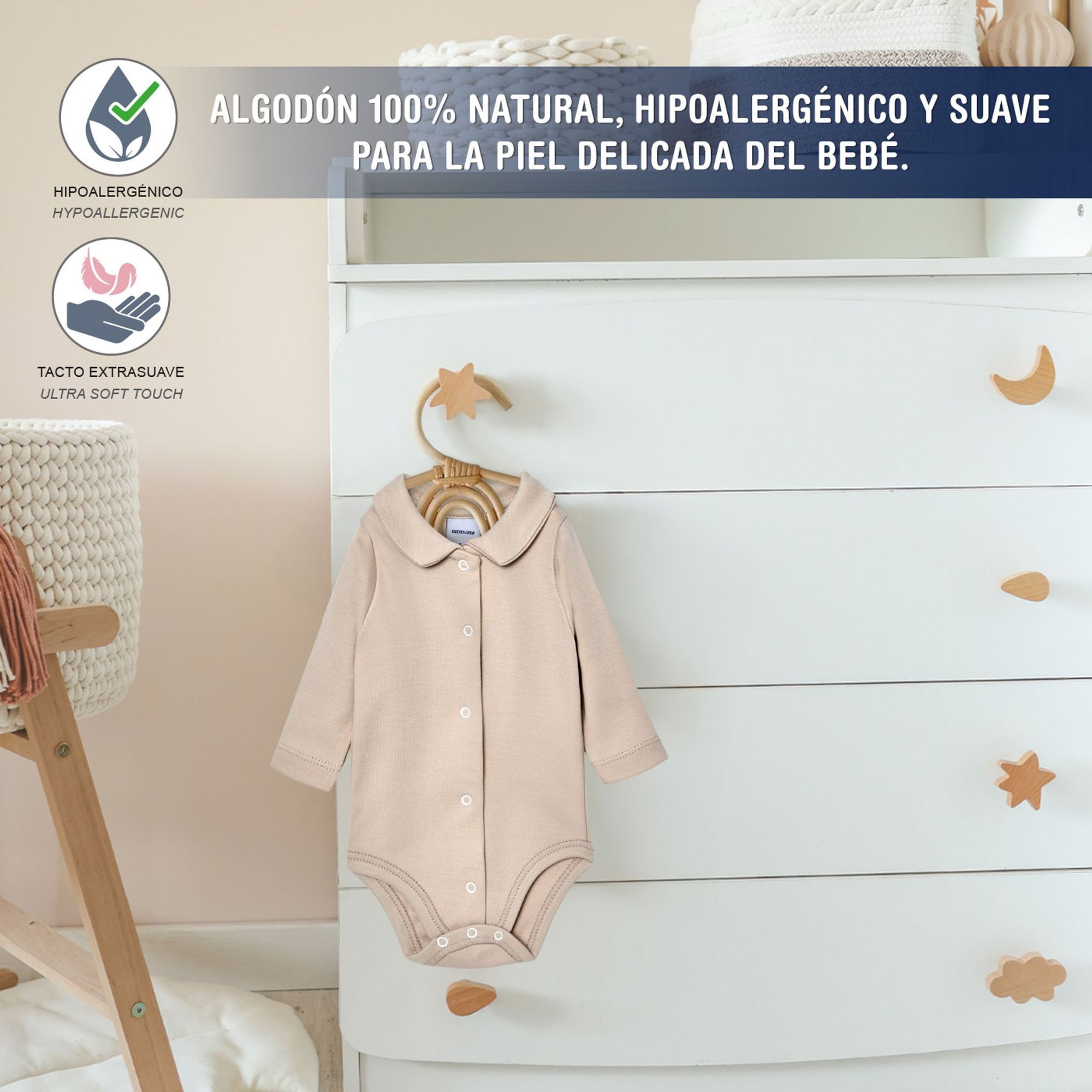 Body bebé manga larga cuello pico