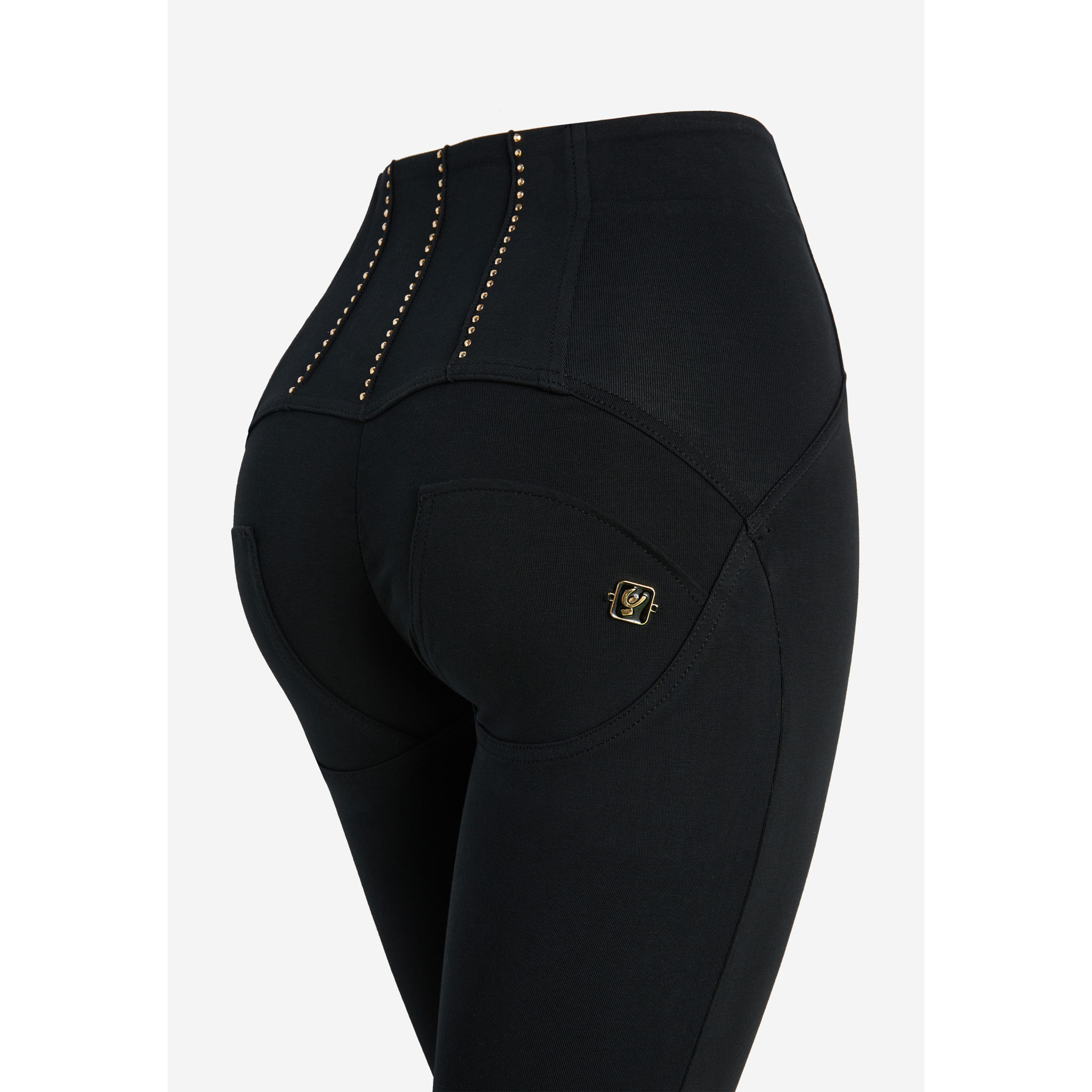 Pantaloni push up WR.UP® vita super alta decorata da borchie