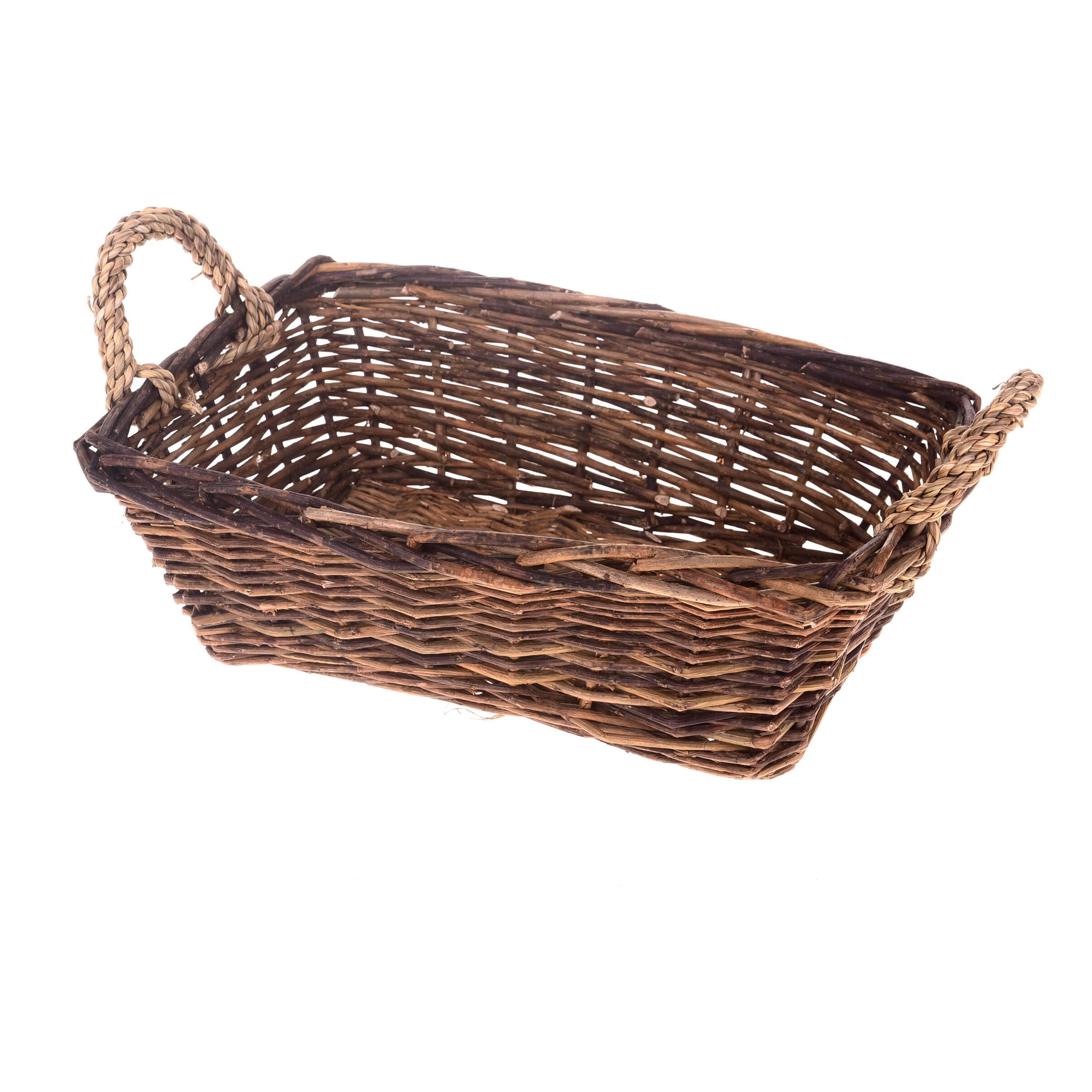 Cesto rettangolare Willow - Pezzi 2 - Colore Naturale - 30x13Hx25cm - Bianchi Dino