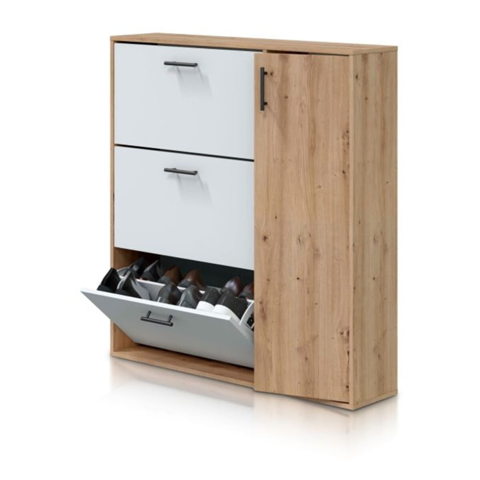 Zapatero Leia Blanco Artik (Blanco Mate) - Roble Nodi