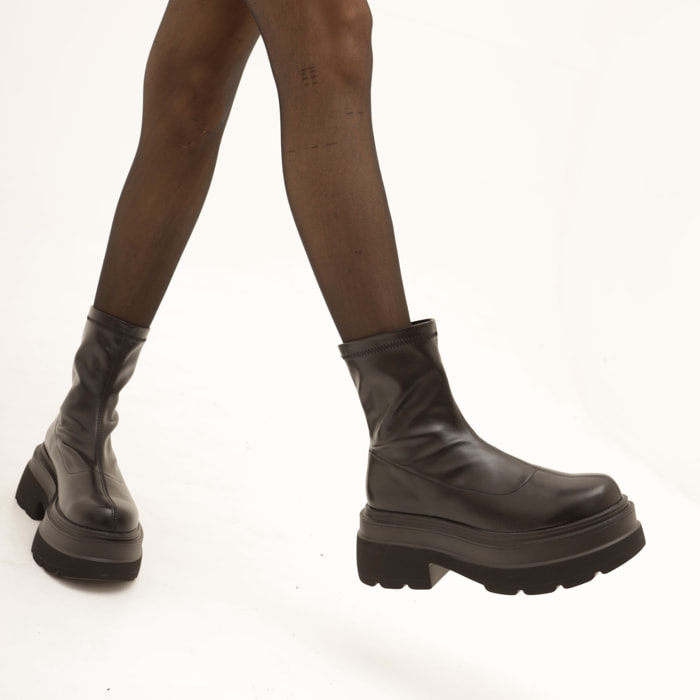 STIVALETTO STRETCH PLATFORM NERO