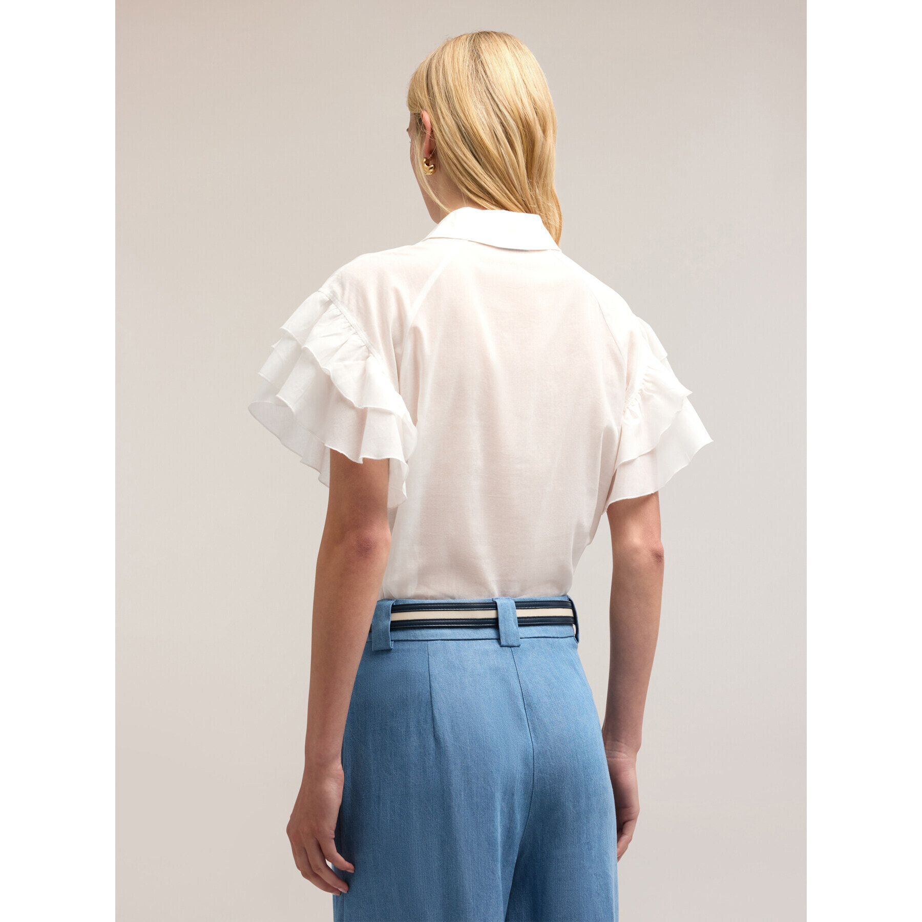 Motivi - Camicia con maniche volant - Bianco