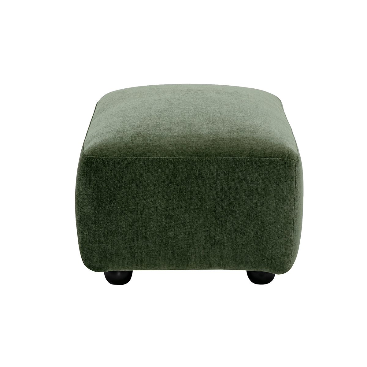 Pouf repose pieds en tissu effet velours vert kaki JOYA