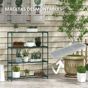 Estantería para Plantas Soporte para Macetas de 4 Niveles con Estructura de Acero para Jardín Patio 89x28x107 cm Verde Oscuro