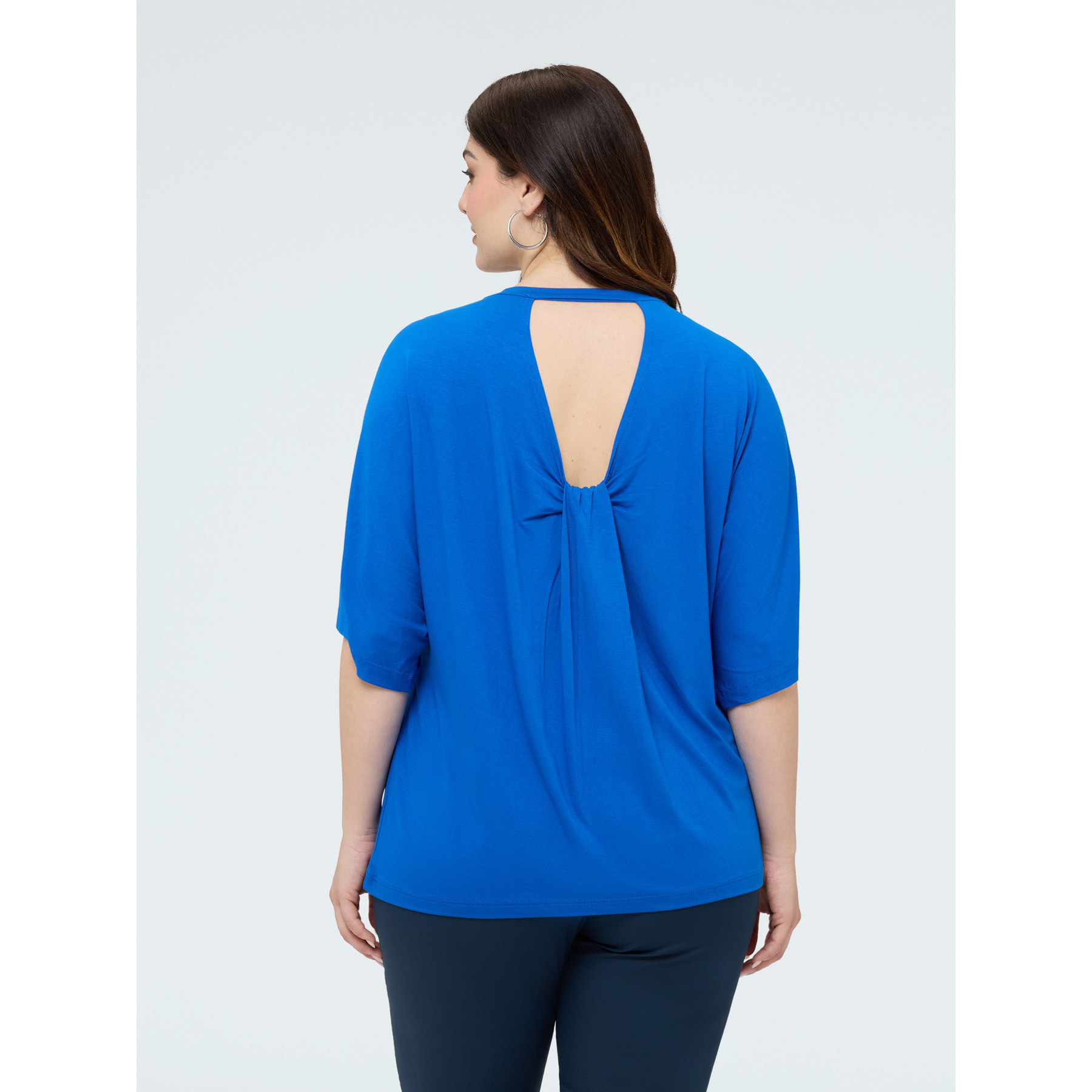 Fiorella Rubino - T-shirt in jersey con cut-out - Bluette