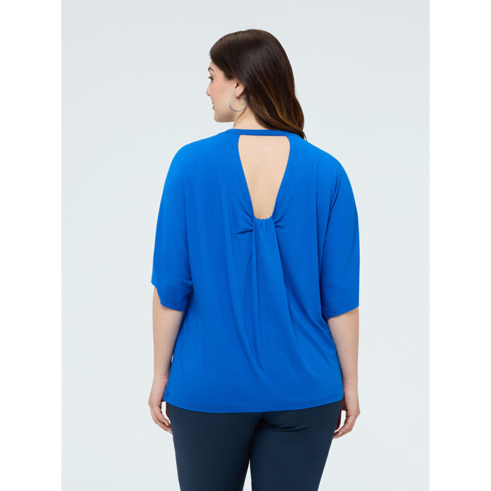 Fiorella Rubino - T-shirt in jersey con cut-out - Bluette