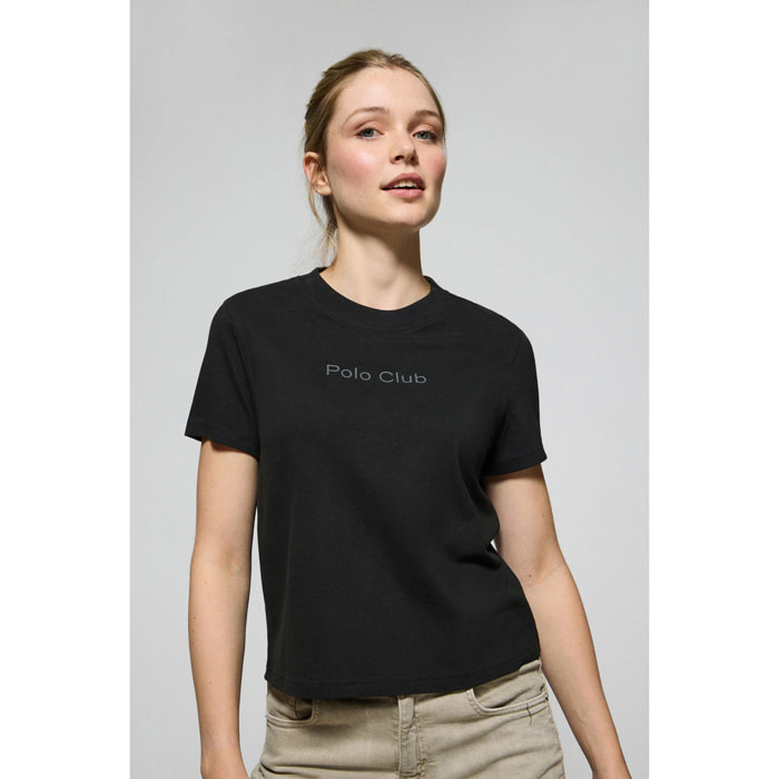 Maglietta Tori nera con logo Minimal Combo Polo Club