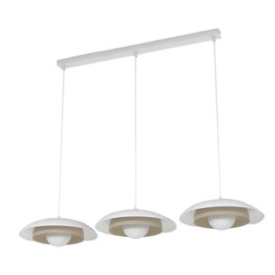 Lampada a sospensione SKIN a tre luci bianca e moka