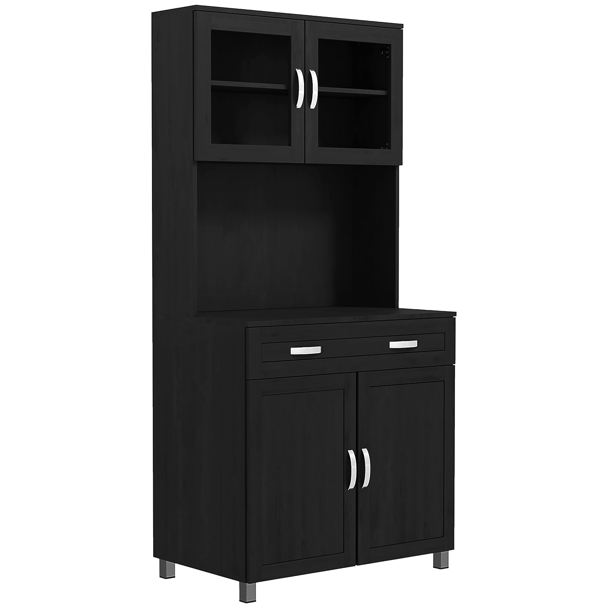 Armoire de cuisine contemporaine multi-rangement 4 portes grand tiroir noir