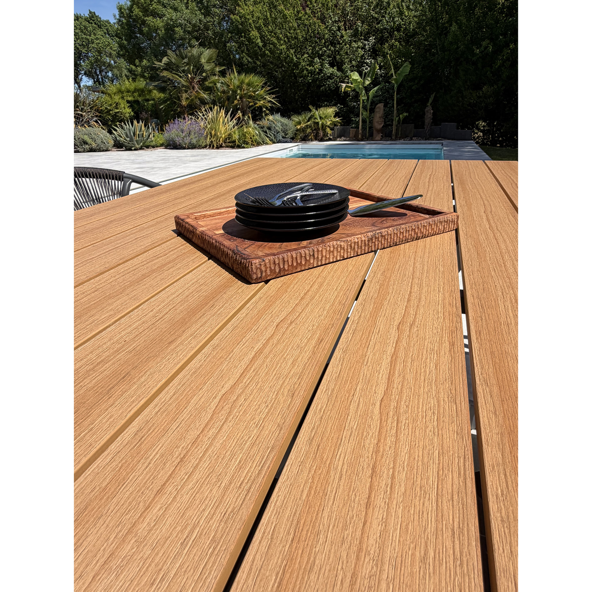 LAMU - Ensemble repas de jardin 6 places en alu - Gris anthracite