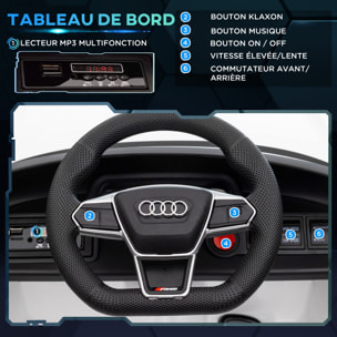 Véhicule électrique enfant Audi RS e-tron GT V. max. 5 Km/h télécommande effets sonores + lumineux blanc